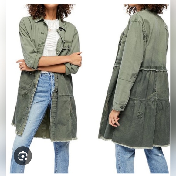 We The Free Olive Green Trench Coat - Picture 1 of 9